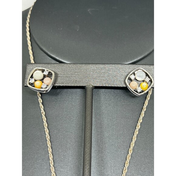 Vintage Handmade Necklace and Earrings Set Multi stone & CZ - Picture 2 of 8